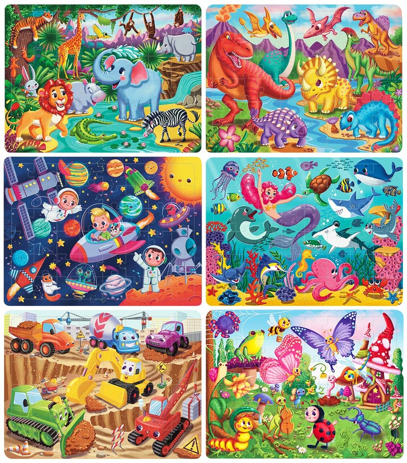 Wooden Puzzles for Kids Ages 468 48 Piece Jigsaw Puzzles for Kids 3 4 5 6 7 8 Year Old Toddler Children Preschool Puzzles Educational Toys for Boys and Girls