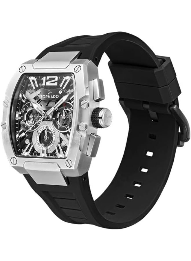 Tornado Xenith Men's VX9J, High Precision Japanese Quartz Movement Watch, Multi Function Display and Premium Flexible & Durable Silicone Strap - T23105-SSBB, Black - Image 3