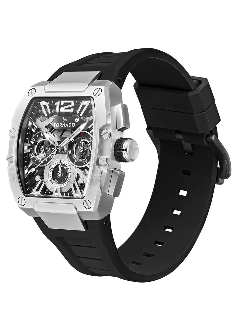 تورنيدو Tornado XENITH MULTI FUNCTION Men's VX9J,High Precision Japanese Quartz Movement Watch, Multi Function Display and Premium Flexible & Durable Silicone Strap - T23105-SSBB, Black