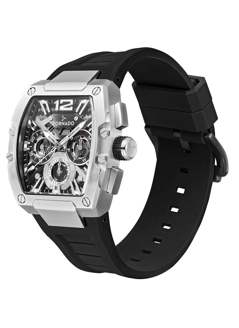 TORNADO - Tornado XENITH MULTI FUNCTION Men's VX9J,High Precision Japanese Quartz Movement Watch, Multi Function Display and Premium Flexible & Durable Silicone Strap - T23105-SSBB, Black - Image 1