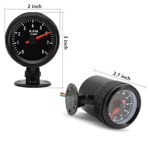 BLLYOGU Universal 2" Tachometer 8000 RPM Meter with Gauge Holder for 12V Gasoline Car Engine 1-8 Cylinders - Image 5