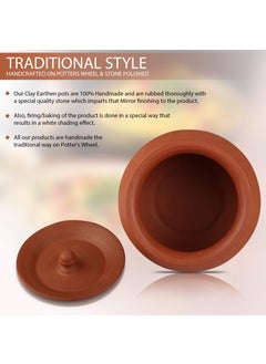 BHANVI BHANVI Handcrafted Terracotta Brown Mitti Round Curd Handi Traditional Earthenware for Authentic Taste and Natural Storage R2 875 ML  - Image 2