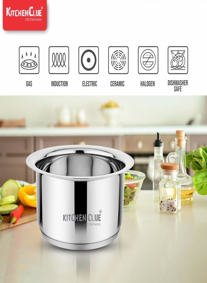 KITCHEN CLUE 3 Pcs Triply Stainless Steel Cookware Set 1 - Tope (18cm), Tasla (20cm), Kadhai (21cm) - Induction and Gastove Friendly - Heavy Guage Bottom - Comes with 5 Year Warranty (304 Grade) - Image 5