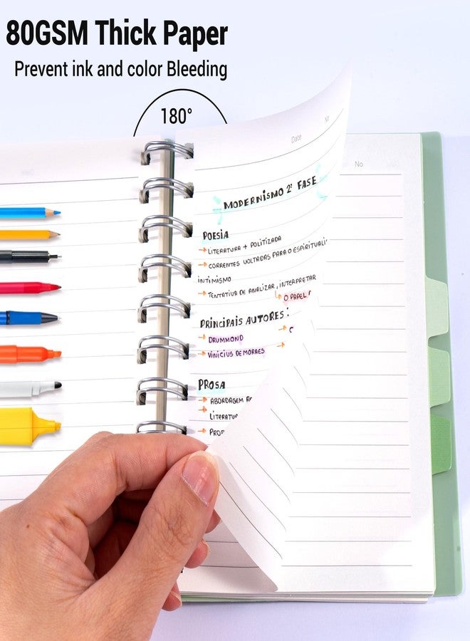 FLYING EAGLE 4 PCS Small 5 Subject Notebook 4"x6" Cute Spiral Notebook 208 Pages College Ruled Waterproof Cover Colorful Dividers Writable Tabs Note Taking for School Work - Image 5