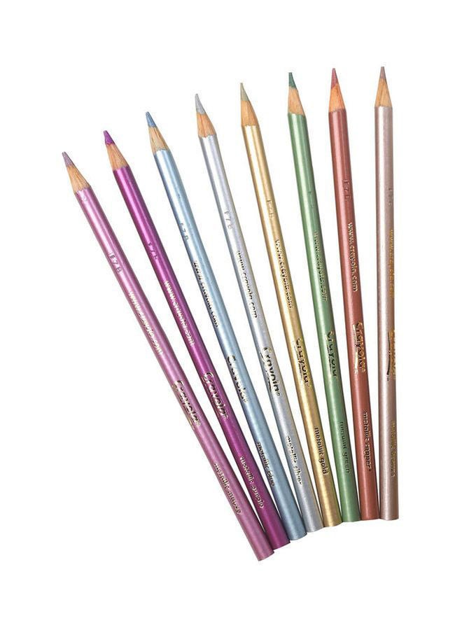 NIBEMINENT 8-Piece Metallic Colored Pencil Green/Yellow/Purple - Image 1