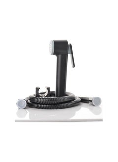 Generic Complete shower unit 2*1 slats black high quality + bidet with handle hose and hook black + stainless steel corner valve black  - Image 2