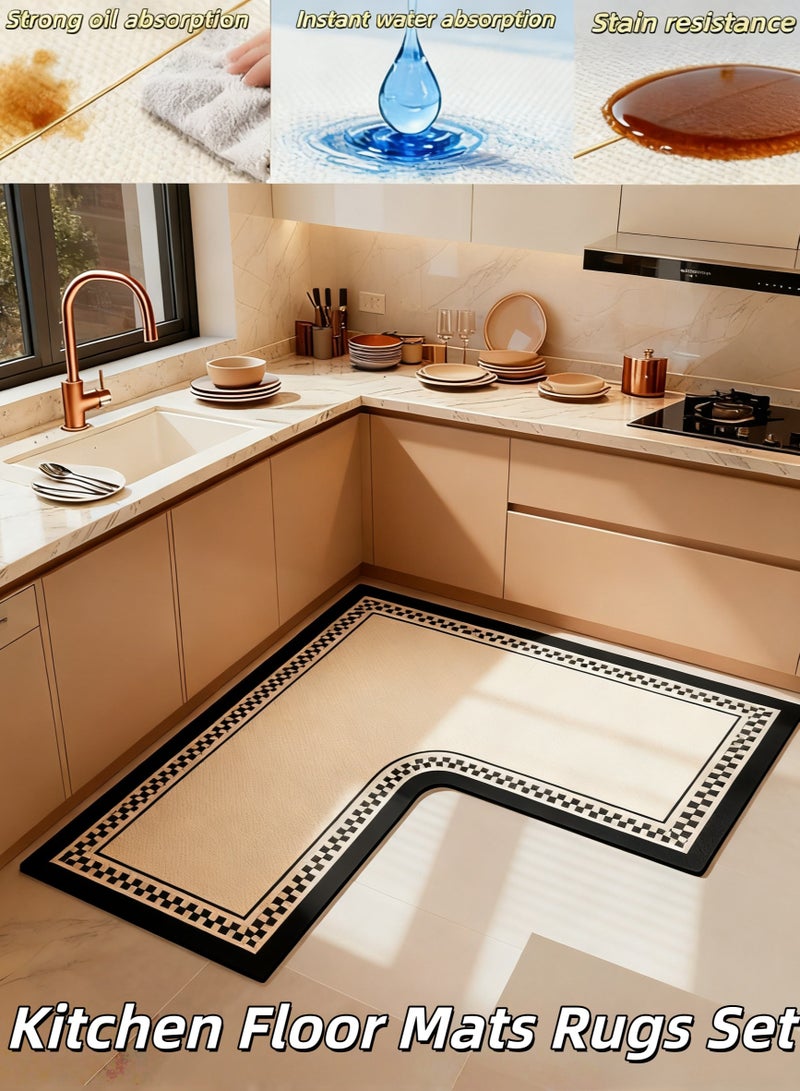 شو وو سجادات أرضية للمطبخ، سجادة على شكل حرف L، سجادة أرضية مبطنة، مقاومة للماء والزيت ومضادة للتعب، مناسبة للمطبخ والأرضية والمكتب والحوض وغسيل الملابس (70*70 سم، 80*80 سم) - Image 1