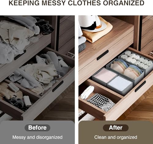 FLYNGO Cardboard Foldable Drawer Organizer Clothes Organiser For Wardrobe, Closet Cubes Storage Box Socks, Bra, Tie, And Scarves, Set Of 4 (Beige clothing) - Image 4