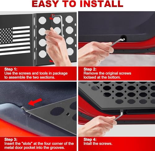 PICURA Metal Front Door Pocket Storage Box for Jeep Wrangler JL JLU 4XE 20182024 Gladiator JT 20202024 Door Side Insert Organizer for Jeep Wrangle Door Storage Expansion Accessories 2PCS Flag - Image 3