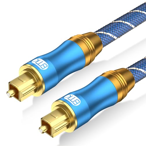 EMK Digital Optical Audio Cable Fiber Optical Toslink Cable SPDIF Audio Cable Male to Male Cord for Home Theater, Sound Bar, TV, PS4, Xbox, PlayStation & More (15Feet/4.6M) - Image 1