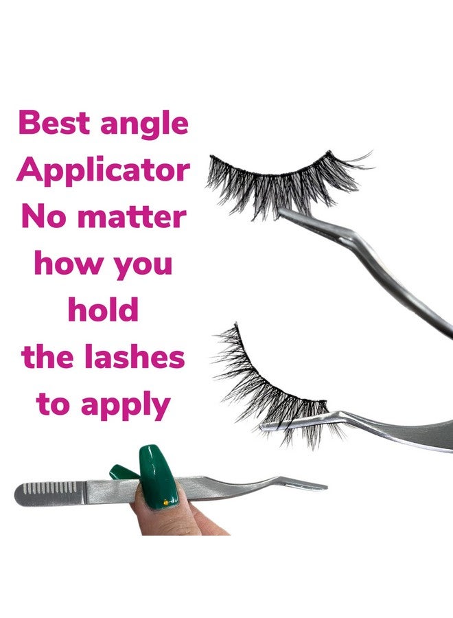 ALAZCO 2 Fake Eyelash Extension Applicator For Mistake Proof Artificial Lash Placement Ergonomic Slim Design Handle Strip Lashes Individual Eyelash Clusters Wisp Silk Mink Diy Professional Makeup Artists - Image 4
