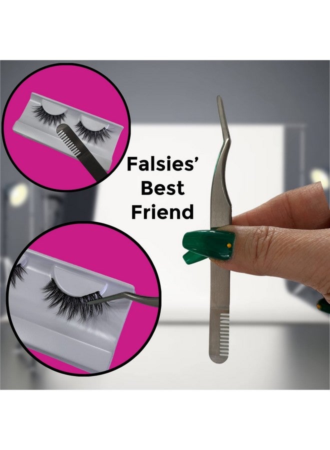 ALAZCO 2 Fake Eyelash Extension Applicator For Mistake Proof Artificial Lash Placement Ergonomic Slim Design Handle Strip Lashes Individual Eyelash Clusters Wisp Silk Mink Diy Professional Makeup Artists - Image 3