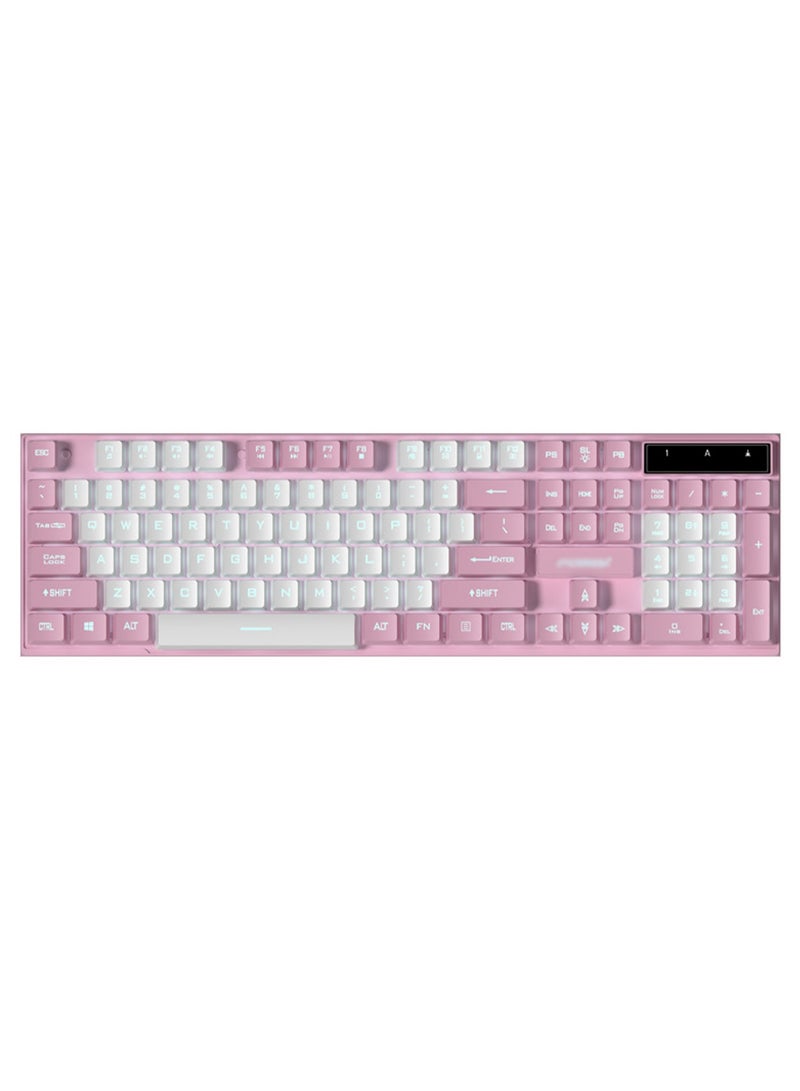 Wired Mechanical Keyboard, RGB Backlit Ultra-Compact Layout 104 Keys Keyboard - USB Wired Gaming Keyboard For PC/Mac/PS Series, Desktop, Computer (WhitePink)