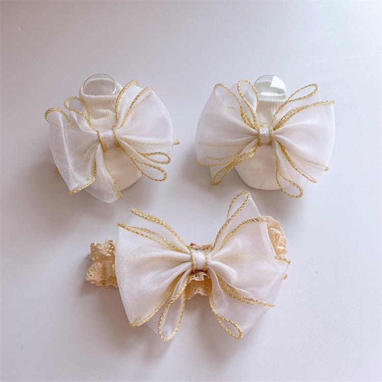Generic Baby Princess Headband Socks Set Gift White/Phnom Penh Bow (Bags) 