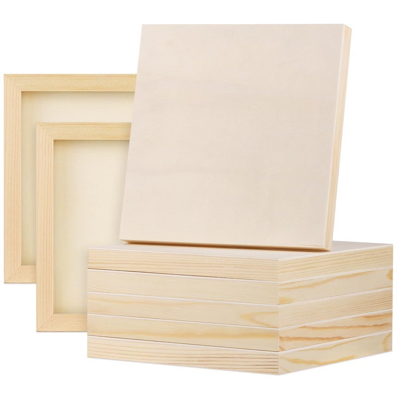 ARS 8 Pack Wood Panels 8 x 8 Inch Wooden Panels Canvas Unfinished Craft Wood Boards Panels for Art Crafts Acrylic and Oil Painting Pouring DIY Projects - Image 1