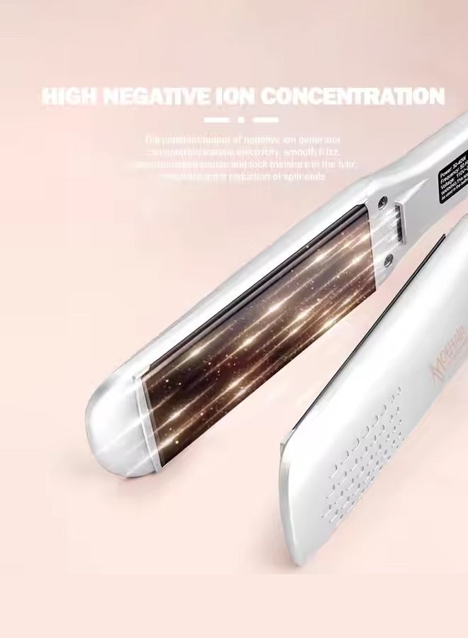 MoeHair Ceramic Hair Straightener with Negative Ions & LCD Display | 15-Second Heat-Up, Up to 230°C,5 Temp Settings & 360° Rotatable Cord,Lasting Results for Curl/Wave/Straighten Hair,MO-5083B,White - Image 4