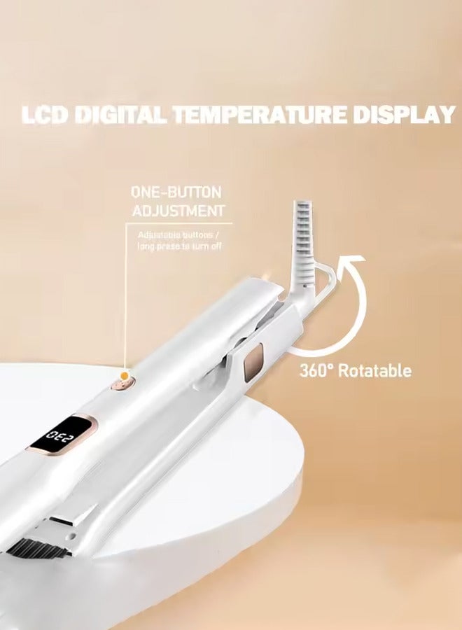 MoeHair Ceramic Hair Straightener with Negative Ions & LCD Display | 15-Second Heat-Up, Up to 230°C,5 Temp Settings & 360° Rotatable Cord,Lasting Results for Curl/Wave/Straighten Hair,MO-5083B,White - Image 3