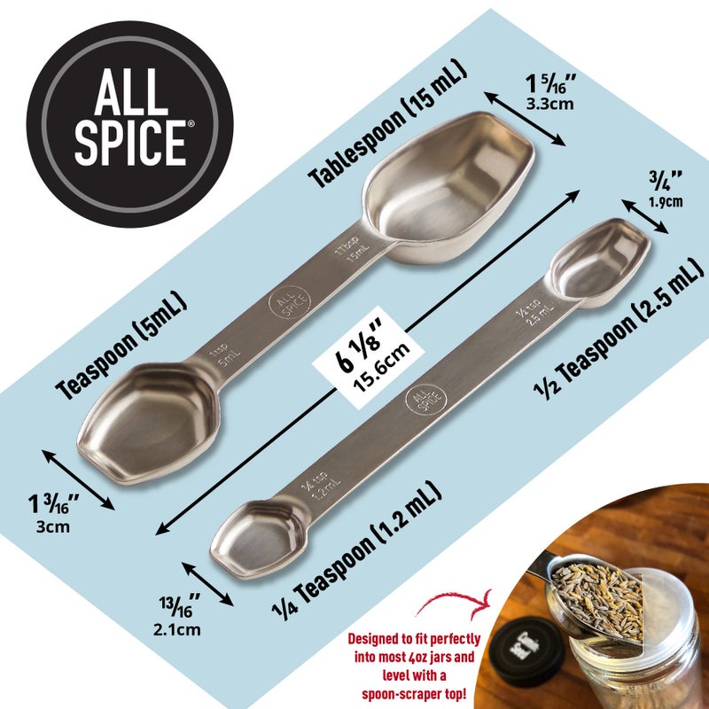 AllSpice Stainless Steel Double Sided Measuring Spoon Set - Image 2