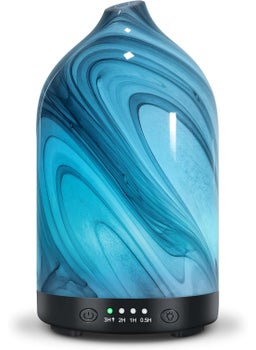 EQUSUPRO Essential Oil Diffuser Aromatherapy Diffuser - 120ml Glass Ultrasonic Cool Mist Scent Aroma Diffuser, Whisper Quiet with Auto Shut-Off, 4 Timer Setting &7 Colors Night Light for Home (Grey Wave) 