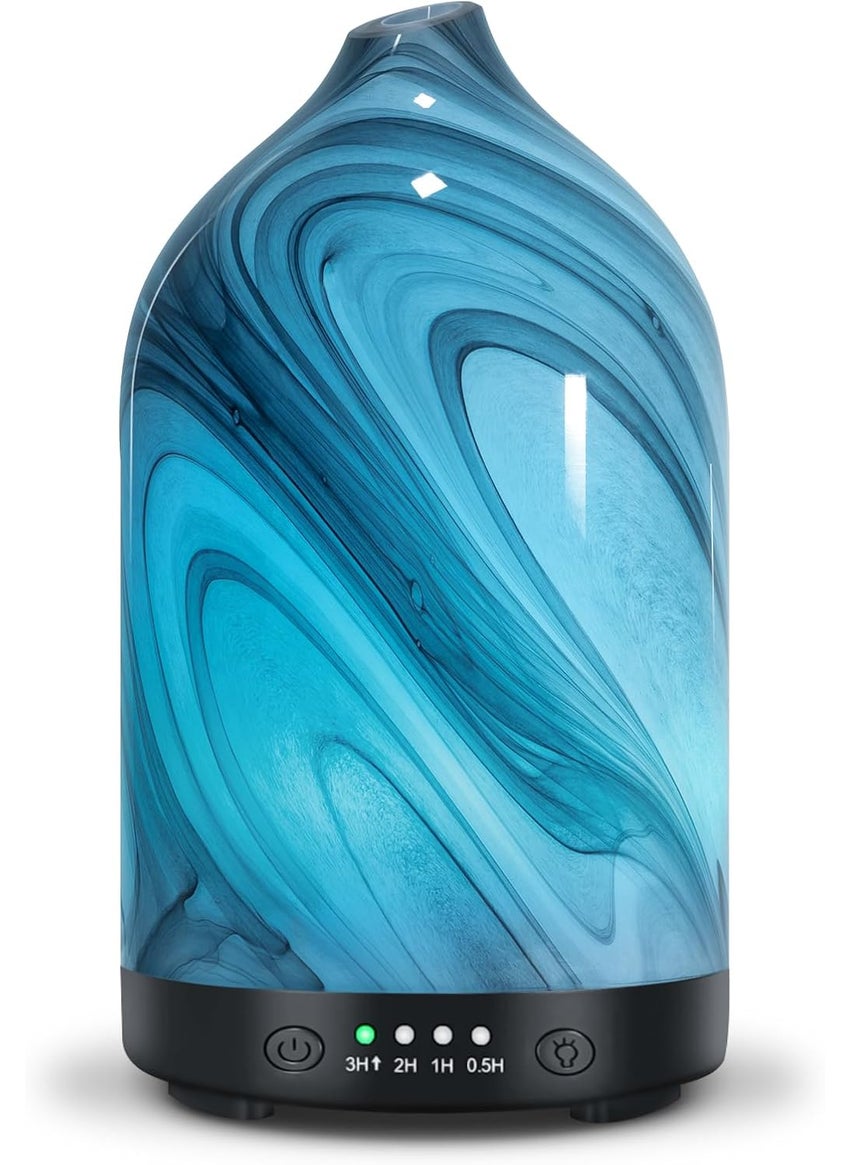 EQUSUPRO - Essential Oil Diffuser Aromatherapy Diffuser - 120ml Glass Ultrasonic Cool Mist Scent Aroma Diffuser, Whisper Quiet with Auto Shut-Off, 4 Timer Setting &7 Colors Night Light for Home (Grey Wave) - Image 1