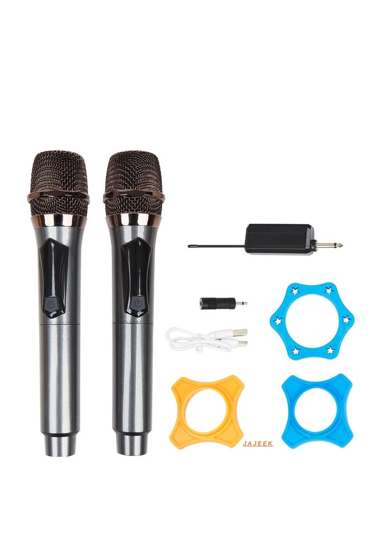 JAJEEK Wireless Microphone System – Dual UHF Wireless Metal Dynamic Microphone with Rechargeable Receiver, 200ft Range, Ideal for Karaoke, Church, Speeches, Weddings, Singing, and Classrooms - Image 1
