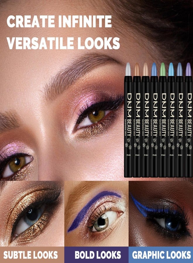 VolksRose 8 Color Eyeshadow Shimmer Sticks, Highlighter Eye Shadow Set, Colorful Eyeshadow Pencils, Waterproof Pearly Sparkle Glitter Cream EyeLiner Makeup for Women - Image 2
