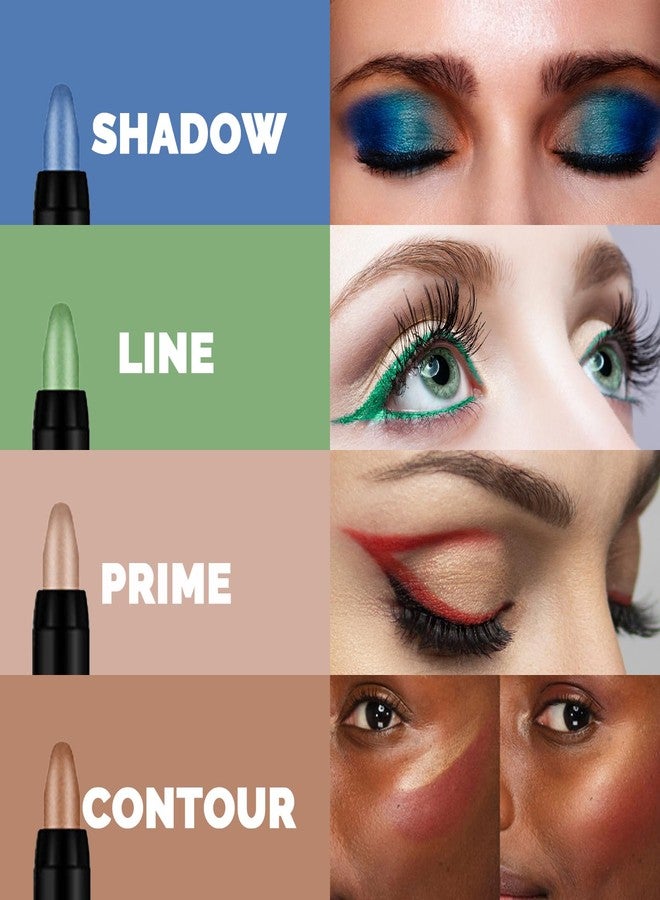 VolksRose 8 Color Eyeshadow Shimmer Sticks, Highlighter Eye Shadow Set, Colorful Eyeshadow Pencils, Waterproof Pearly Sparkle Glitter Cream EyeLiner Makeup for Women - Image 4