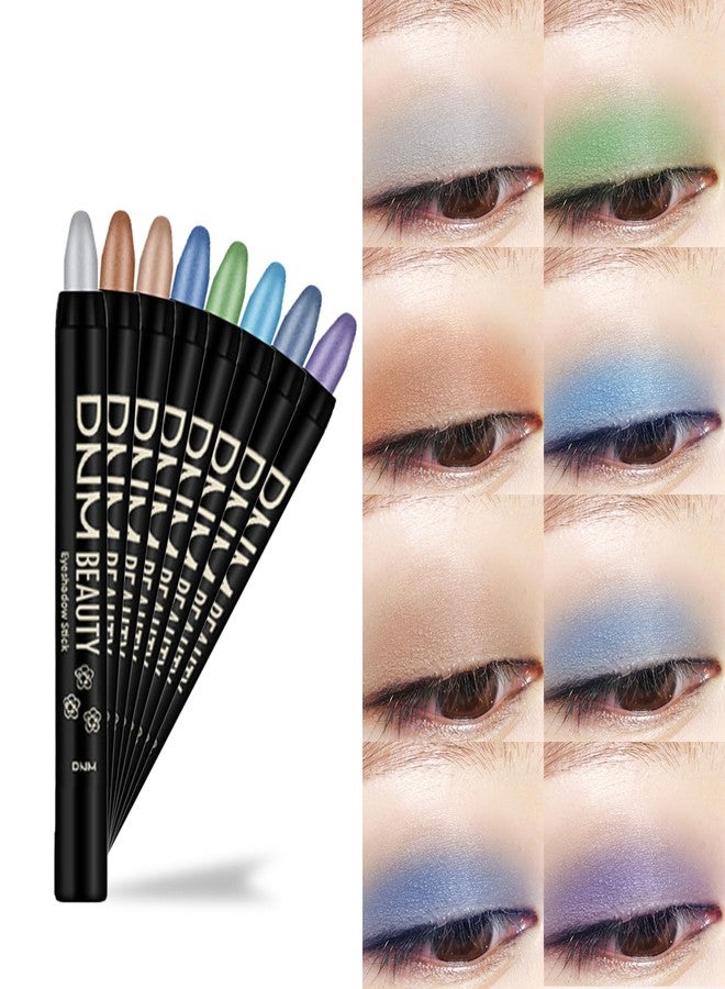 VolksRose 8 Color Eyeshadow Shimmer Sticks, Highlighter Eye Shadow Set, Colorful Eyeshadow Pencils, Waterproof Pearly Sparkle Glitter Cream EyeLiner Makeup for Women - Image 5