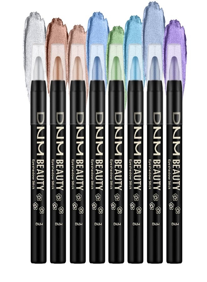 VolksRose 8 Color Eyeshadow Shimmer Sticks, Highlighter Eye Shadow Set, Colorful Eyeshadow Pencils, Waterproof Pearly Sparkle Glitter Cream EyeLiner Makeup for Women - Image 1