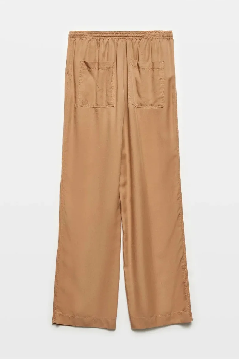 Dilvin Camel Brown DILVIN Women's Tencel Wide-Leg Trousers for Women | Best Price UAE