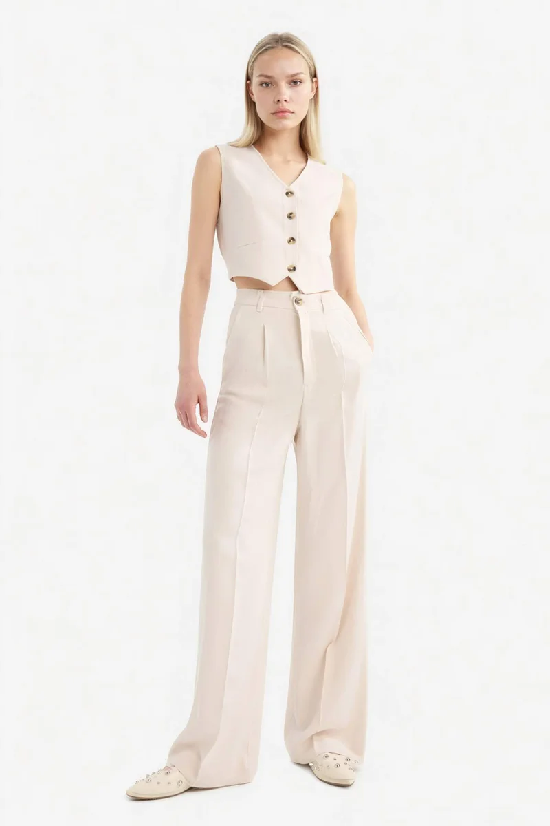 ديفاكتو V Neck Linen Blend Vest
