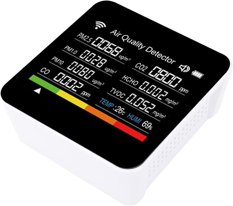 HEEPDD Air Quality Meter, AirCompressor Accessories Detector, Accurate PM2.5, Temperature and Humidity Monitor for Home and Office Air Quality Meter, 14 in 1 Indoor Nan - Image 3