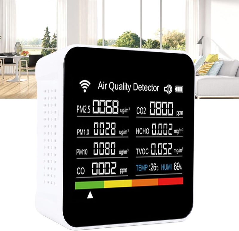 HEEPDD Air Quality Meter, AirCompressor Accessories Detector, Accurate PM2.5, Temperature and Humidity Monitor for Home and Office Air Quality Meter, 14 in 1 Indoor Nan - Image 4