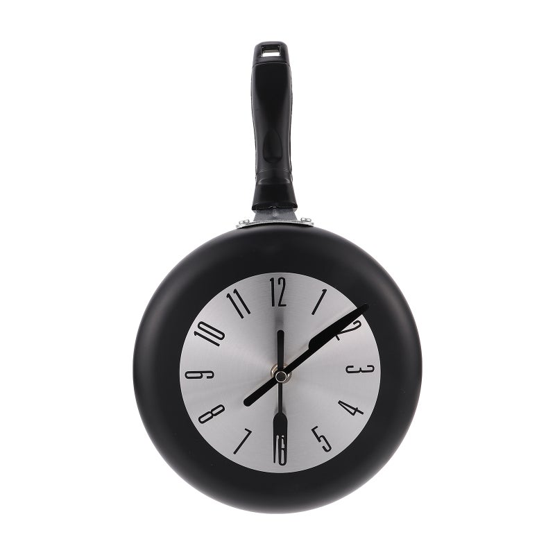 2 Sets Wall Clock Metal Round Frying Pan Kitchen Wall Clock Home Decor No Battery - Image 1