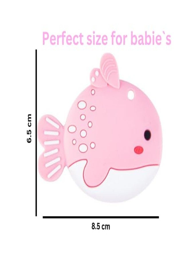 Rukan Teether 6-12 Months Soft Toys, Sensory Toys for Kids Textured Surface for Soothing Gums, BPA Free Fish (Pink) - Image 3