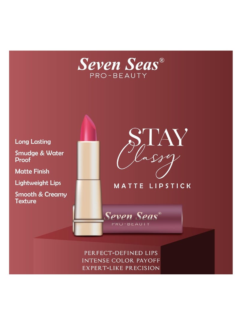 Seven Seas Seven Seas Stay Classy Matte Lipstick Full Coverage Long Lasting Lipstick Smooth Application Transferproof and Smudge Proof  Highly Pigemented Lipstick for Women Amarathan Red  - Image 4