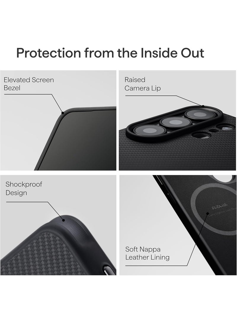 pitaka for Samsung Galaxy S26 Ultra Case, 6.9 Inch, Compatible with MagSafe, Military Protective S26 Ultra Case with Aaron Button, Aramid Fiber Woven [Cairn Case - Black/Grey] - Image 2