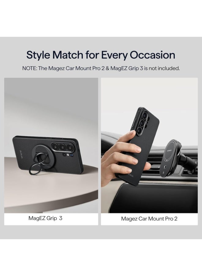 pitaka for Samsung Galaxy S26 Ultra Case, 6.9 Inch, Compatible with MagSafe, Military Protective S26 Ultra Case with Aaron Button, Aramid Fiber Woven [Cairn Case - Black/Grey] - Image 5