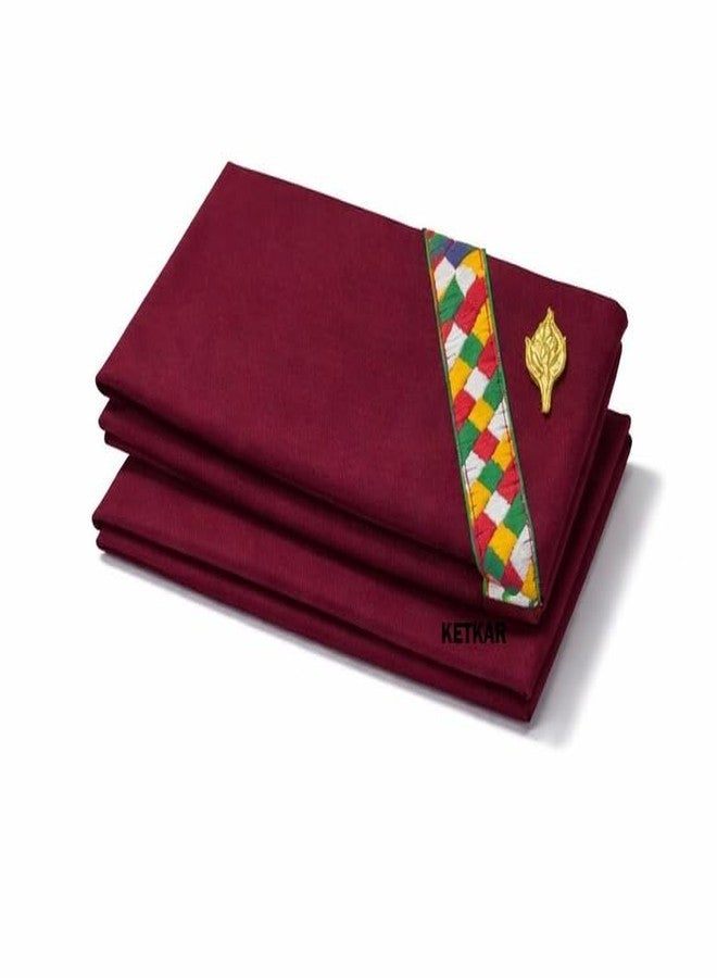 CHACKO Cotton Uttarakhand Pahadi Topi with Brahmakamal Design | Traditional Himachali Cap for Men | Soft Comfortable Ethnic Wear for Festivals (Set of 1)_Maroon - Image 5
