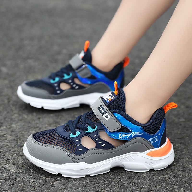 Boys Sandals Summer Mesh Breathable Children'S Torre Shoes Large Children'S Hollow Toe Baotou Boys - Image 1