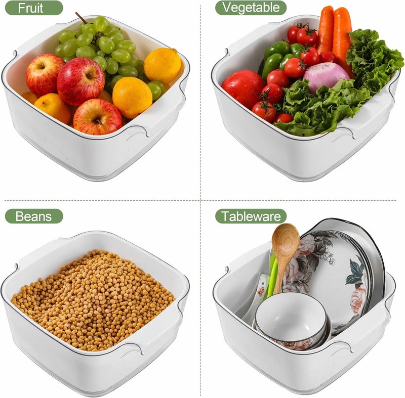 Kitchen Colanders Bowl Set, , Fruit Vegetable Washing Basket, 2 in 1 Fruit Strainers, Plastic Double Layered Drainage Basket for Pasta, Salads, BPA Free Storage Tray - Image 5