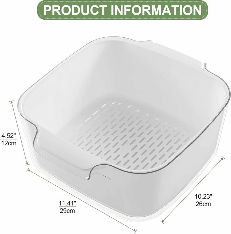 Kitchen Colanders Bowl Set, , Fruit Vegetable Washing Basket, 2 in 1 Fruit Strainers, Plastic Double Layered Drainage Basket for Pasta, Salads, BPA Free Storage Tray - Image 2