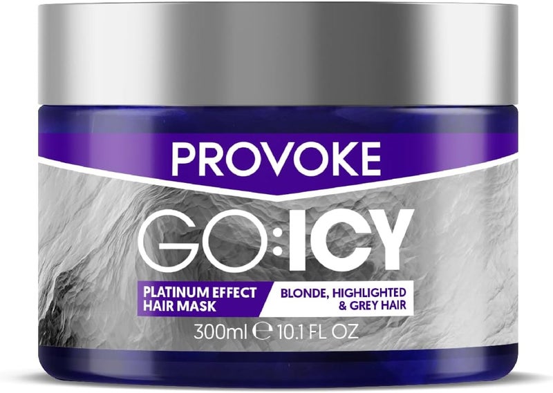 PROVOKE Go Icy Intensive Toning Hair Mask 300 ml Intensely Brightens Blonde White and Grey Hair for An Extra Bright Icy Platinum Effect
