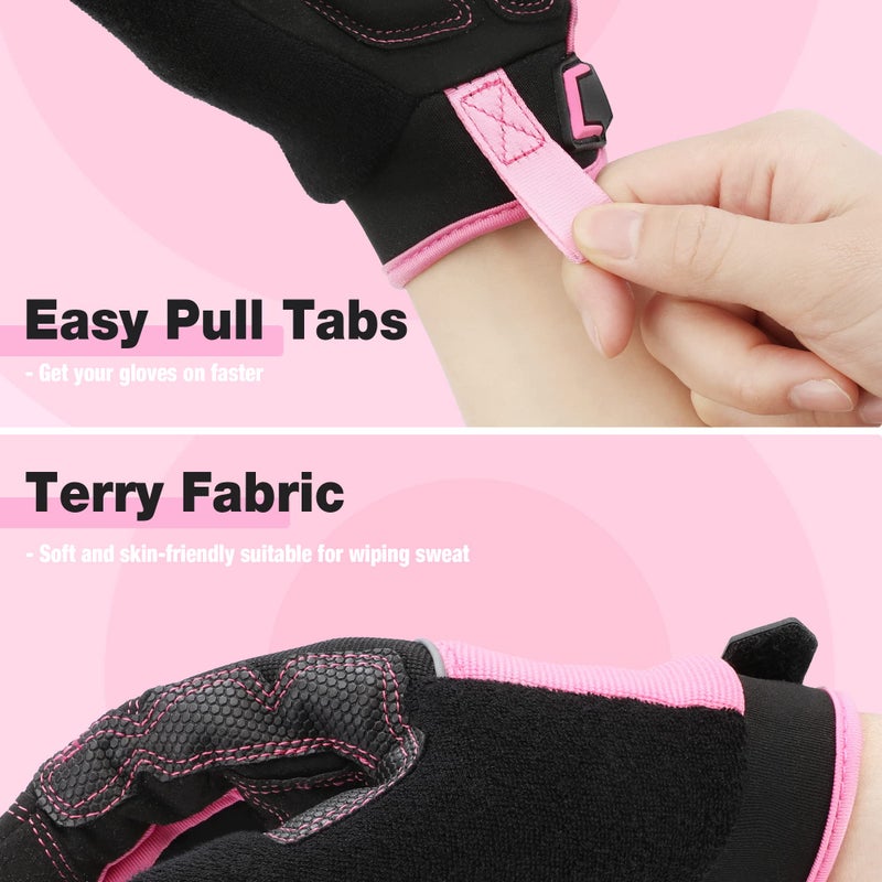 WORKPRO Safety Work Gloves, Pink Working Gloves for Women Men, Touch Screen, Terry Fabric, Non-Slip (Large, Pink Ribbon) - Image 5
