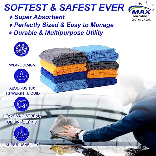 MAX Microfiber Cloth for Car (550 GSM, 10 Pc, 40 x 40 cm) Softest & SAFEST Ever Edgeless Coral Fleece Microfiber Cloth Towel for Car Cleaning, Drying, Buffing & Polishing - Image 5