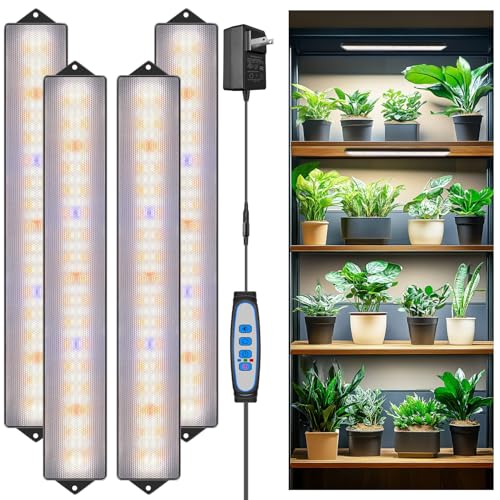 Wolezek Grow Light Strips for Indoor Plants, 420 LEDs Full Spectrum Plant Light for Indoor Growing with 6/12/16H Auto Timer, Grow Lamp Bar for Seedling Succulent, 13.8 Inches, 4 Pack - Image 1