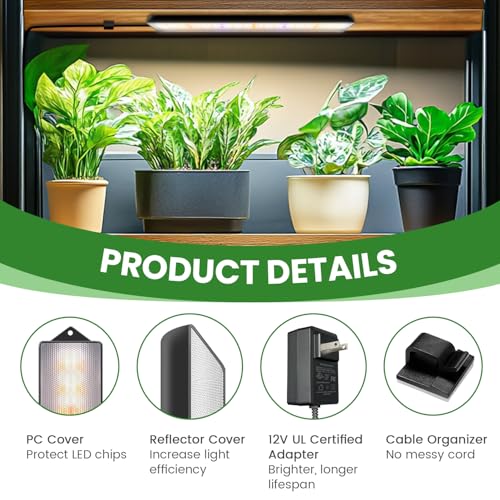 Wolezek Grow Light Strips for Indoor Plants, 420 LEDs Full Spectrum Plant Light for Indoor Growing with 6/12/16H Auto Timer, Grow Lamp Bar for Seedling Succulent, 13.8 Inches, 4 Pack - Image 4