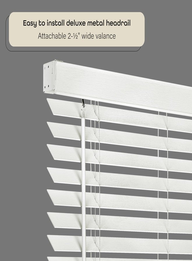 أكيم ستائر خشبية معتمة لاسلكية - عرض 36 بوصة، طول 52 بوصة، مقاس شرائح الفينيل 2 بوصة - أبيض - ستائر أفقية من خشب ماديرا فالسا الصناعي، من تصميم Achim Home Decor، لتصفية الضوء - Image 3