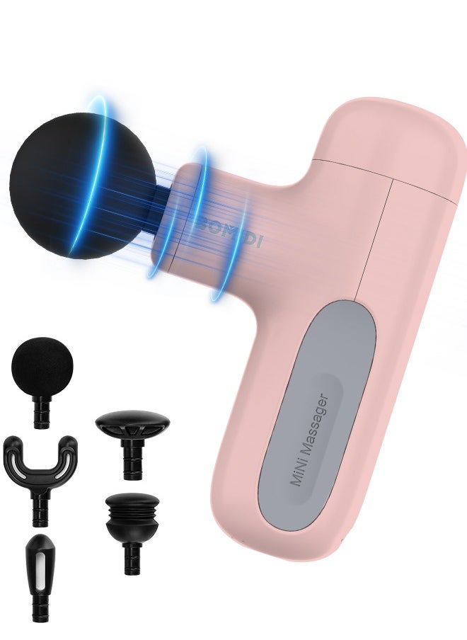 BOMIDI Portable Muscle Massager With High Intensity Brushless Motor With 5 Massage Heads for Shoulder Body Back Relaxation M1- Pink  - Image 2