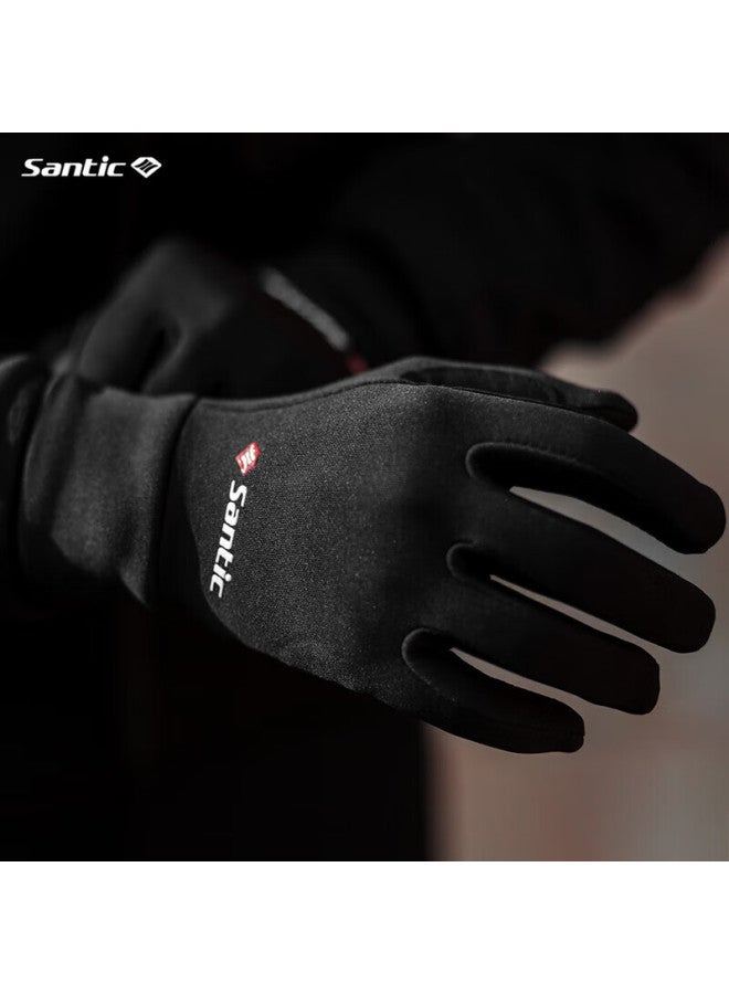 Sendik ike Uni High-elastic Fleece Long-finger Cycling Gloves For Autumn And Winter Black XL - Image 4